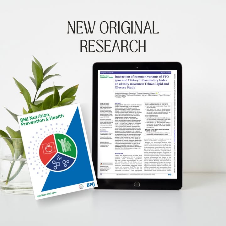 This latest original research dives deep into the interaction between common variants of the FTO gene and the Dietary Inflammatory Index in influencing obesity measures. 🍽️🧬 

Read more here 👉 bit.ly/48woXct