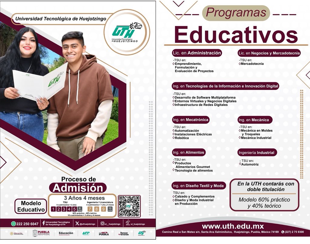 uthuejotzingo's tweet image. ¿Terminaste el bachillerato y estás listo para el siguiente paso?
La Universidad Tecnológica de Huejotzingo (UTH) tiene todo para que impulses tu futuro profesional…📚

facebook.com/share/p/1934z6…

#GuerrerosUTH
#Admisión2025
#PorAmorAPuebla
#PensarEnGrande