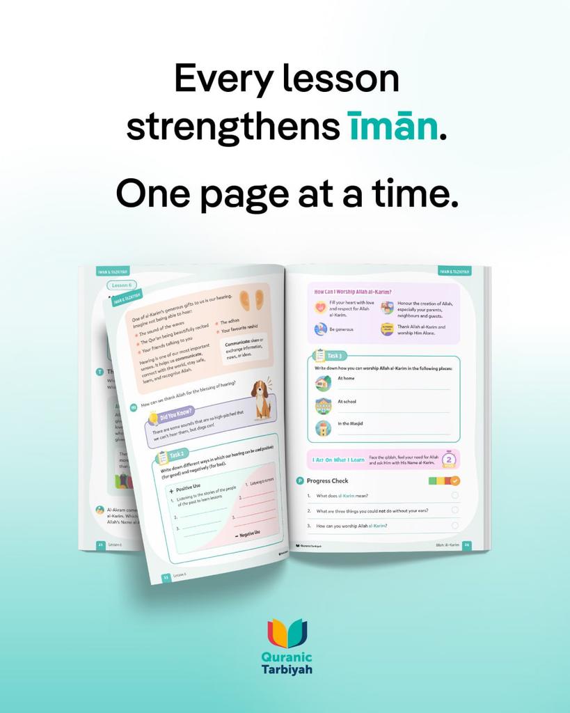 quranictarbiyah's tweet image. The Iman & Tazkiyah series helps children build conviction, love Allah, and live what they learn.
📥 Order or Download now: quranictarbiyah.com/iman-tazkiyah/