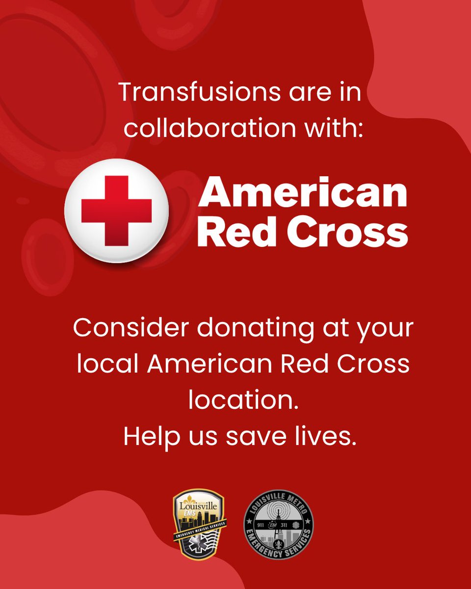 LouMetroES's tweet image. 100 days of whole blood transfusions in Louisville!
Saturday, Louisville Metro EMS reached this incredible milestone and we look forward to continuing to give patients a second-chance at life before they even reach the hospital. ❤️🩸