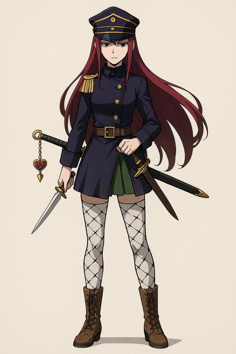 hexdemure's tweet image. So i posted the Chibi version all ready, Her is the character how she normally looks. the extra dagger is not a mistake, she has an extra dagger on her back that hands the same way as her sword. What do you think?