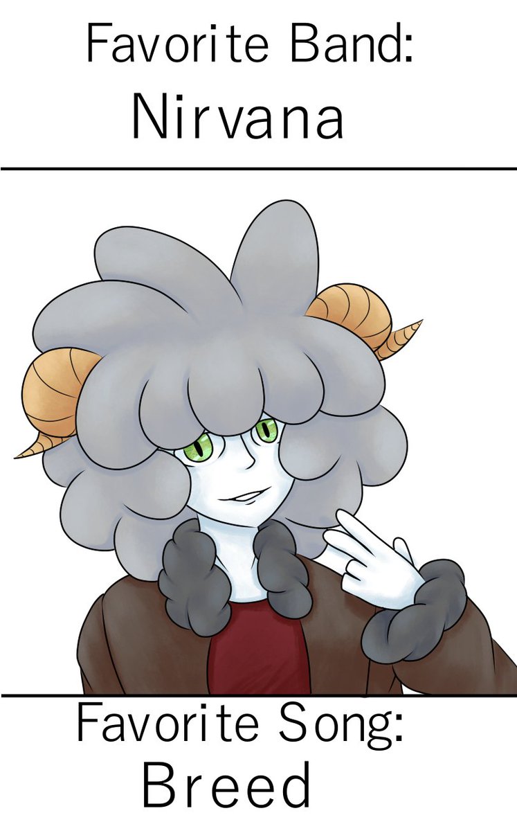 Wanted to make a chart with my OCs and listing what their favorite bands and songs are. First up is Novis because the sheep compels me. 
This might take a while