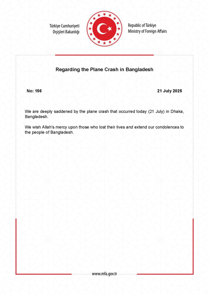 MFATurkiye's tweet image. Regarding the Plane Crash in Bangladesh mfa.gov.tr/no_-156_-bangl…