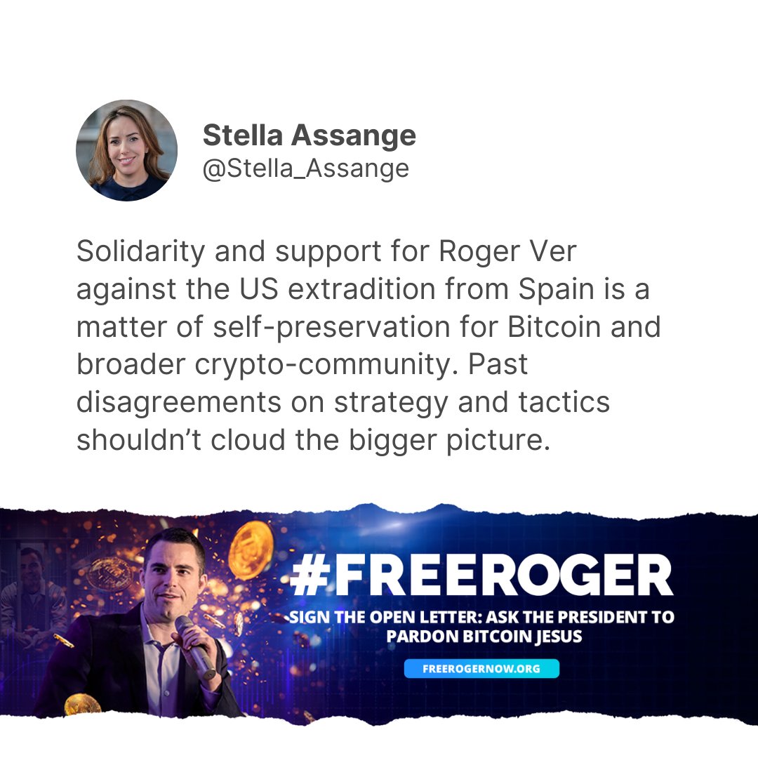 LPNational's tweet image. 💯 @Stella_Assange is right.
Free Roger Ver! #FreeRoger