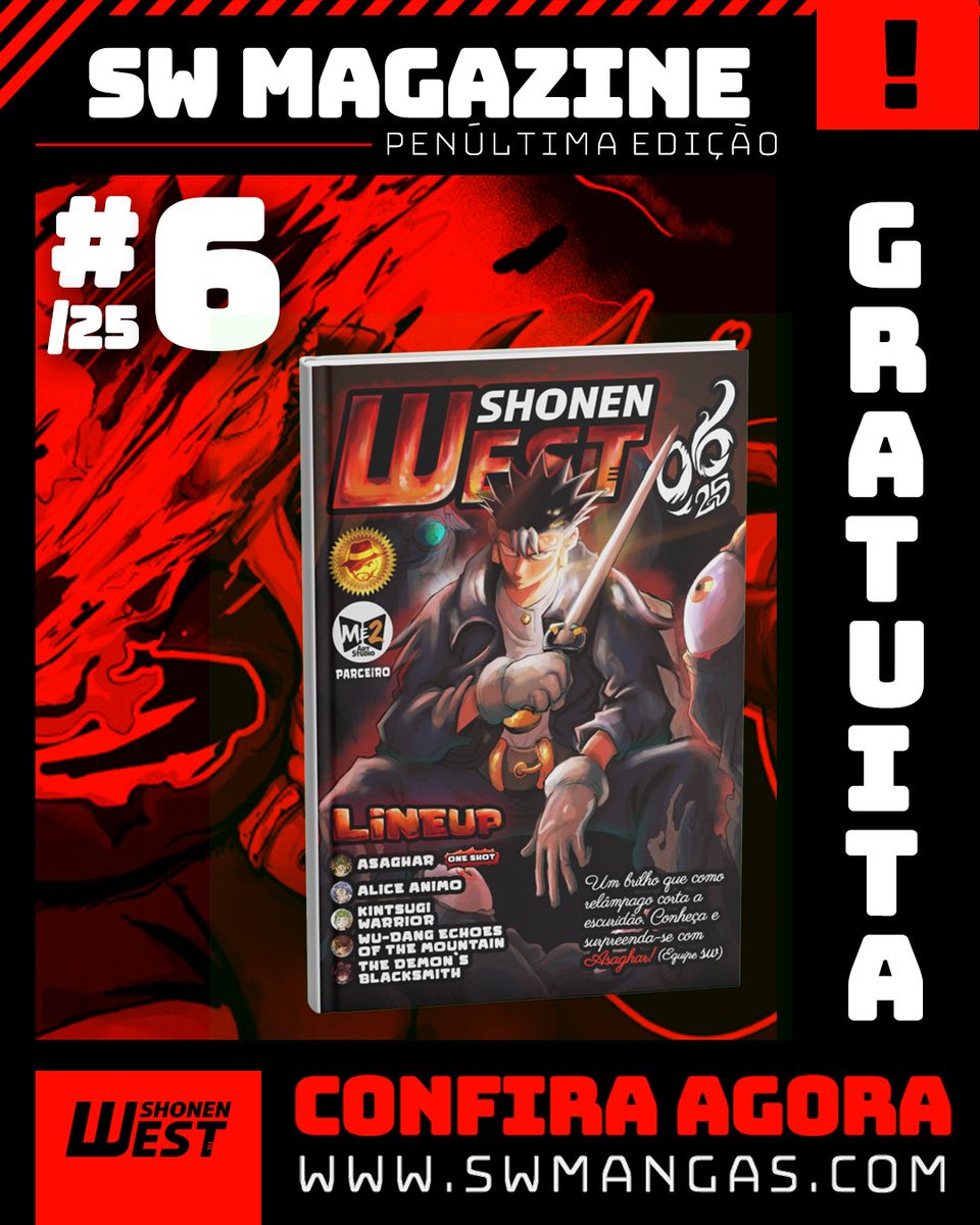 EDIÇÃO #6/25 DA SW MAGAZINE LIBERADA GRATUITAMENTE! 🚨

Quer conhecer a SHONEN WEST antes de assinar? Agora é a hora! 😎🙌
A edição anterior à última tá de graça no nosso site.

Corre lá e aproveita: swmangas.com/edicao/edicao-…