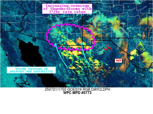 NWSWPC's tweet image. #WPC_MD 0773 affecting Southeast Arizona, far Southwest New Mexico, #nmwx #azwx, wpc.ncep.noaa.gov/metwatch/metwa…