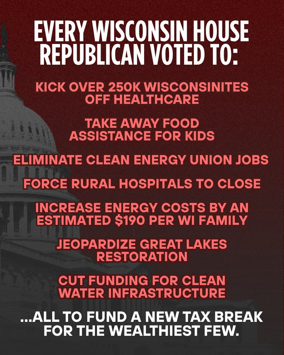 ABetterWis's tweet image. As Republicans like @derrickvanorden try to lie, mislead us, and cover up their role in passing a budget that includes some of the most devastating cuts to healthcare and social services in U.S. history, we cannot take the bait.
📲 Make sure they know no peace at 202-224-3121.