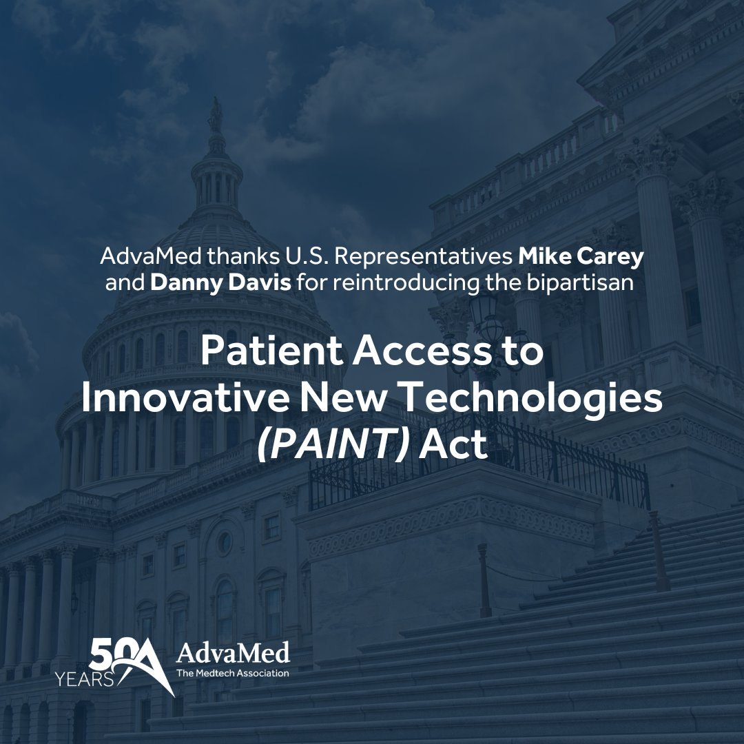 AdvaMed (@advamedupdate) on Twitter photo Thank you to U.S. Reps @RepMikeCareyand <a href="/RepDannyDavis/">Rep. Danny K. Davis</a> for reintroducing this critical bill that will help Medicare beneficiaries access critical breakthrough medtech treatments.
#MedtechSaves
carey.house.gov/2025/07/16/car… Thank you to U.S. Reps @RepMikeCareyand <a href="/RepDannyDavis/">Rep. Danny K. Davis</a> for reintroducing this critical bill that will help Medicare beneficiaries access critical breakthrough medtech treatments.
#MedtechSaves
carey.house.gov/2025/07/16/car…