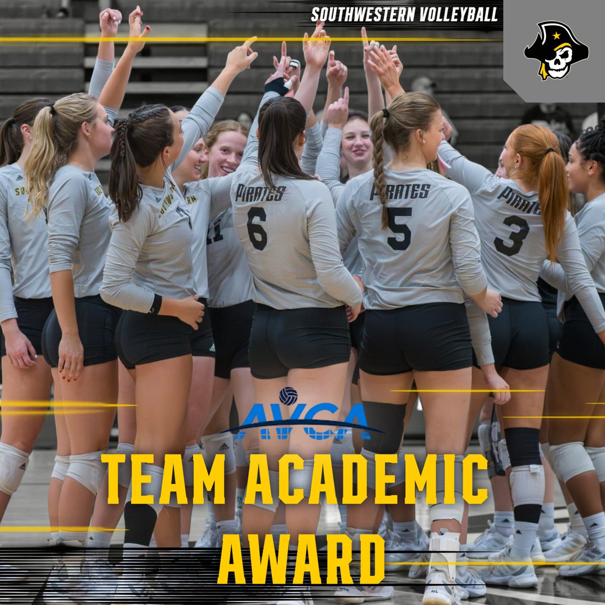 Shoutout to volleyball for earning the 2025 AVCA Team Academic Award!!🏴‍☠️

This team also earned the additional distinction of AVCA Team Academic Honor Roll - which represents the top 20% of GPAs nationally by division!!👏🏼