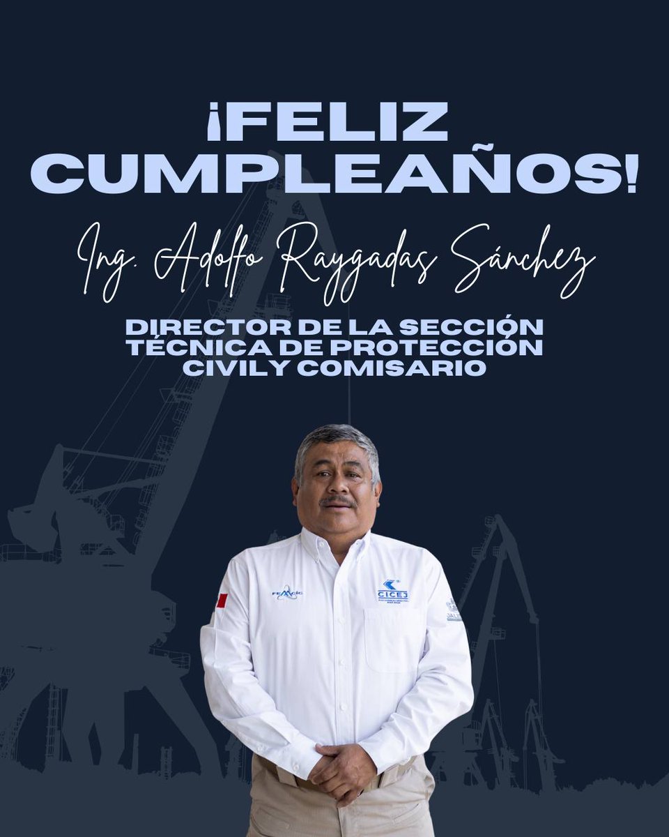 Felicitamos al Ing. Adolfo Raygadas Sánchez, Director de la Sección Técnica de Protección Civil y Comisario del XXIX Consejo Directivo del CICEJ, por la celebración de su cumpleaños. Reconocemos su compromiso, profesionalismo y vocación de servicio. ¡Le deseamos un gran día y