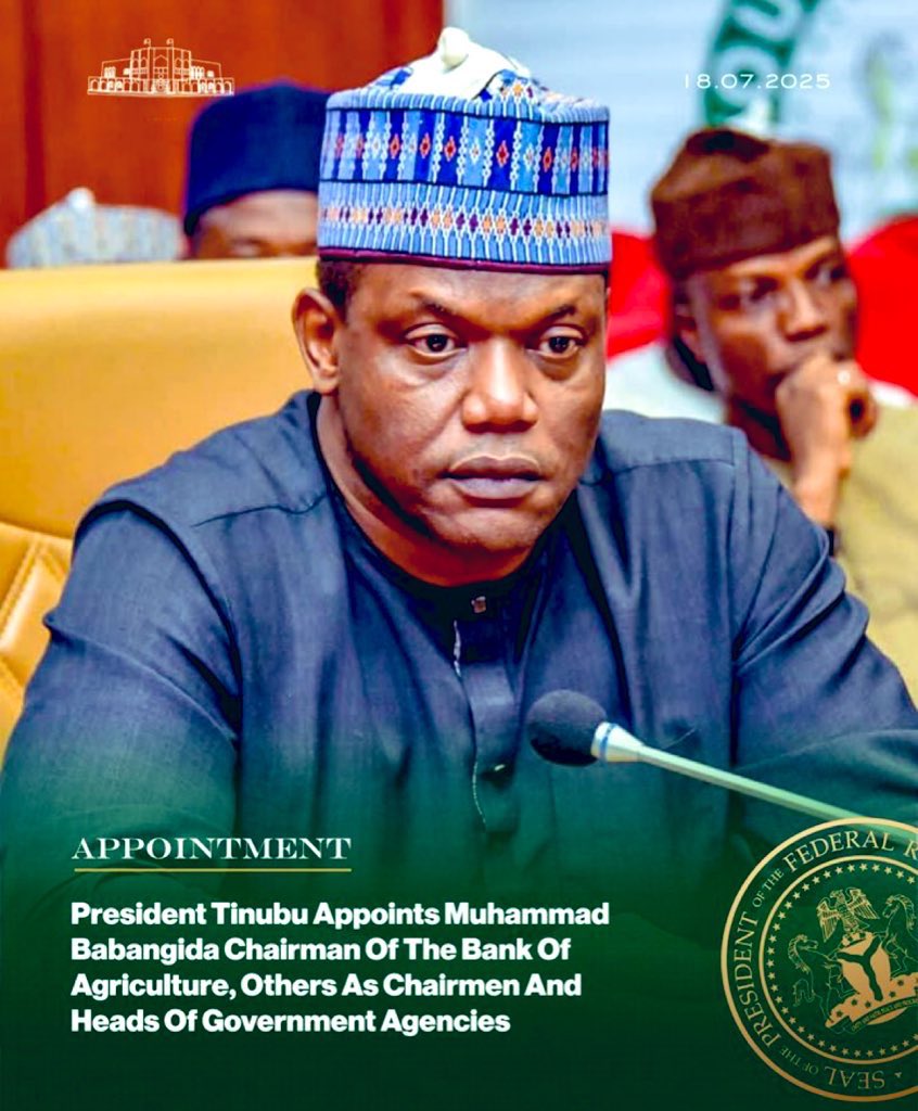 Congratulations!  Mr. Muhammed Badamasi Babangida on your appointment by His Excellency President Bola Ahmed Tinubu as Chairman, Bank of Agriculture.

Wishing you a successful transformative leadership <a href="/bankofagricng/">Bank of Agriculture</a>
 Once again, Congratulations! Sir.

#BOANigeria 🇳🇬