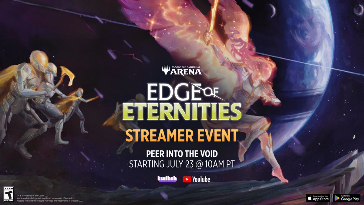 MTG_Arena's tweet image. The #MTGEternities Streamer Event happens this Wednesday! Get the details (and more) in this week&apos;s announcements. 

📖 Read here: magic.wizards.com/en/news/mtg-ar…