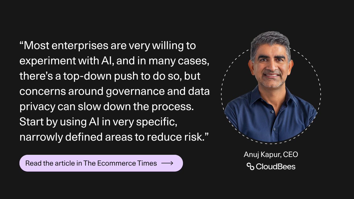 CloudBees (@cloudbees) on Twitter photo AI’s potential in the ecommerce world is huge, but so are the risks of scaling too fast without guardrails. As <a href="/anuj_kapur/">Anuj Kapur</a> shares via <a href="/technewsworld/">TechNewsWorld</a> - limited, trackable pilots reduce risk and build trust. Thoughtful AI beats fast AI.
🔗 ecommercetimes.com/story/ai-adopt… AI’s potential in the ecommerce world is huge, but so are the risks of scaling too fast without guardrails. As <a href="/anuj_kapur/">Anuj Kapur</a> shares via <a href="/technewsworld/">TechNewsWorld</a> - limited, trackable pilots reduce risk and build trust. Thoughtful AI beats fast AI.
🔗 ecommercetimes.com/story/ai-adopt…