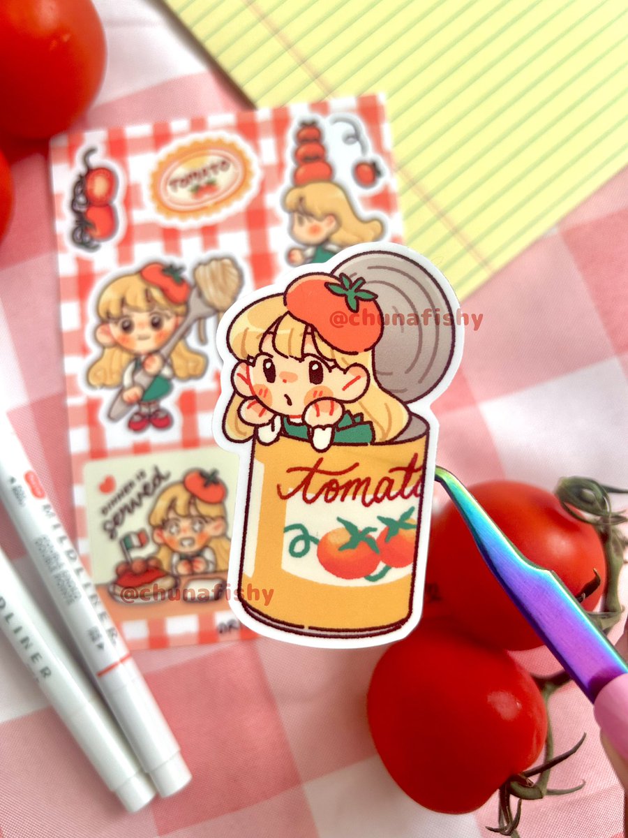 chunafishy's tweet image. [oc] tommy tomato! 🍅 she loves tomato pasta 🥹