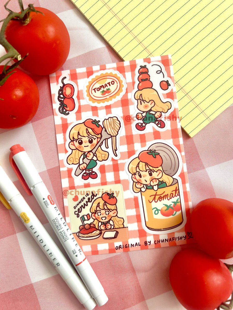 chunafishy's tweet image. [oc] tommy tomato! 🍅 she loves tomato pasta 🥹