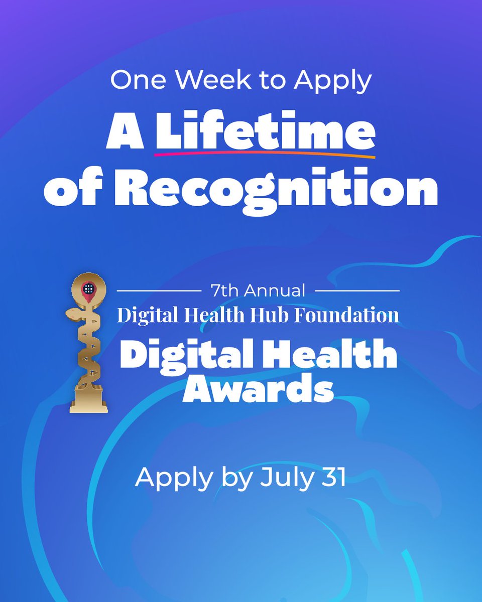 HLTHEVENT's tweet image. Are you transforming healthcare? Don’t miss your shot at industry-wide recognition! Applications for the Digital Health Hub Foundation Digital Health Awards at #HLTHUSA 2025 close this Thursday, July 31st!
Apply now! hlth.com/2025event/digi…