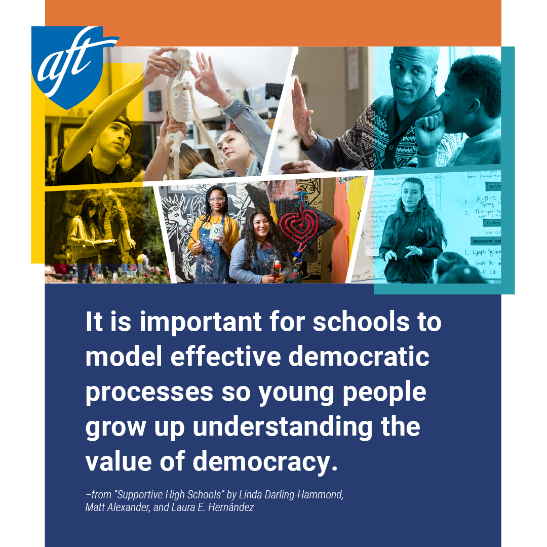AFTunion's tweet image. Schools that support all students in learning are safe & welcoming with rigorous curriculum—and they model processes that teach students the value of democracy.
@LPI_Learning researchers explain how in the Summer 2025 #AmericanEducator. Read it here: aft.org/ae/summer2025/…