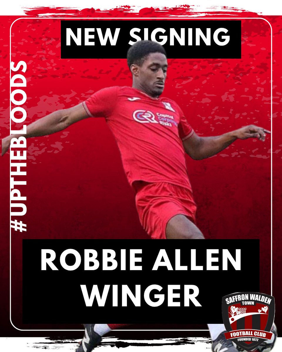 WELCOME ROBBIE

We are delighted to announce the signing of winger/forward Robbie Allen from White Ensign.

Robbie is known for his pace and finishing ability and will be a favourite among Bloods fans.

Welcome Robbie to the Bloods family 🩸

#upthebloods