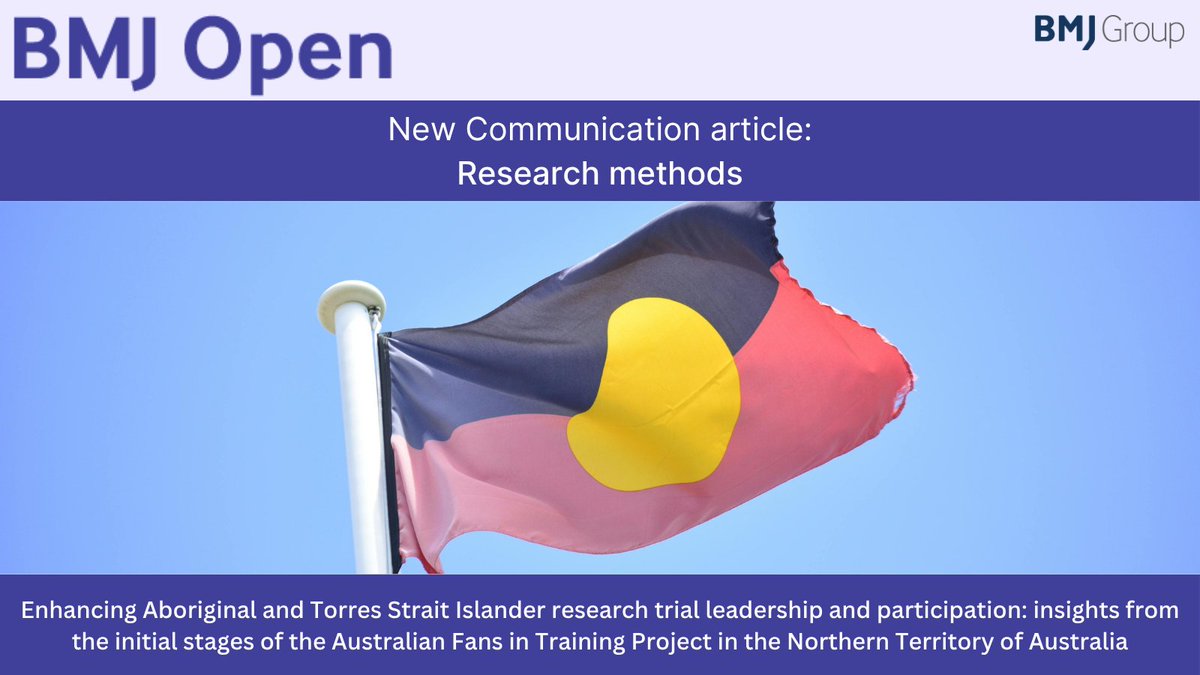 BMJ_Open's tweet image. 🆕 New Communication article 📃
Read more about approaches used in the early stages of the Australian Fans in Training (Aussie-FIT) trial to foster more equitable and inclusive practices in research trials, and to enhance Aboriginal and Torres Strait Islander research trial…
