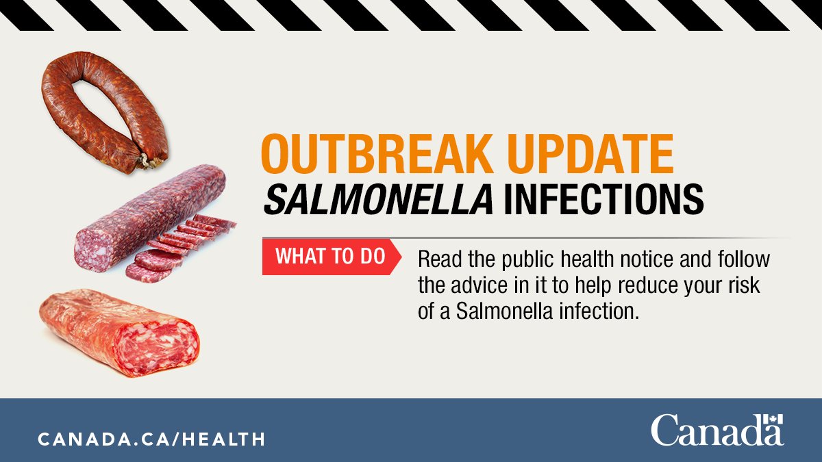 GovCanHealth's tweet image. More than 65 salami & cacciatore products from various brands have been recalled as part of a #Salmonella outbreak investigation. There are 87 cases in 4 provinces. Do not eat, sell or serve any of the recalled products
More info: ow.ly/jchQ50WsQeL