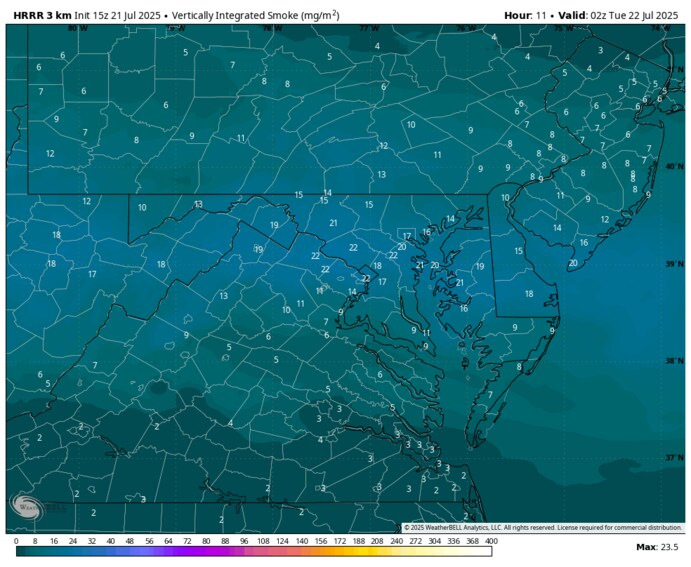 capitalweather's tweet image. In the category of "it's always something," we could see a touch of haze from wildfire smoke in the DC area Monday afternoon into Tuesday. But it doesn't look like too much of an impact on air quality. More at cwg.live