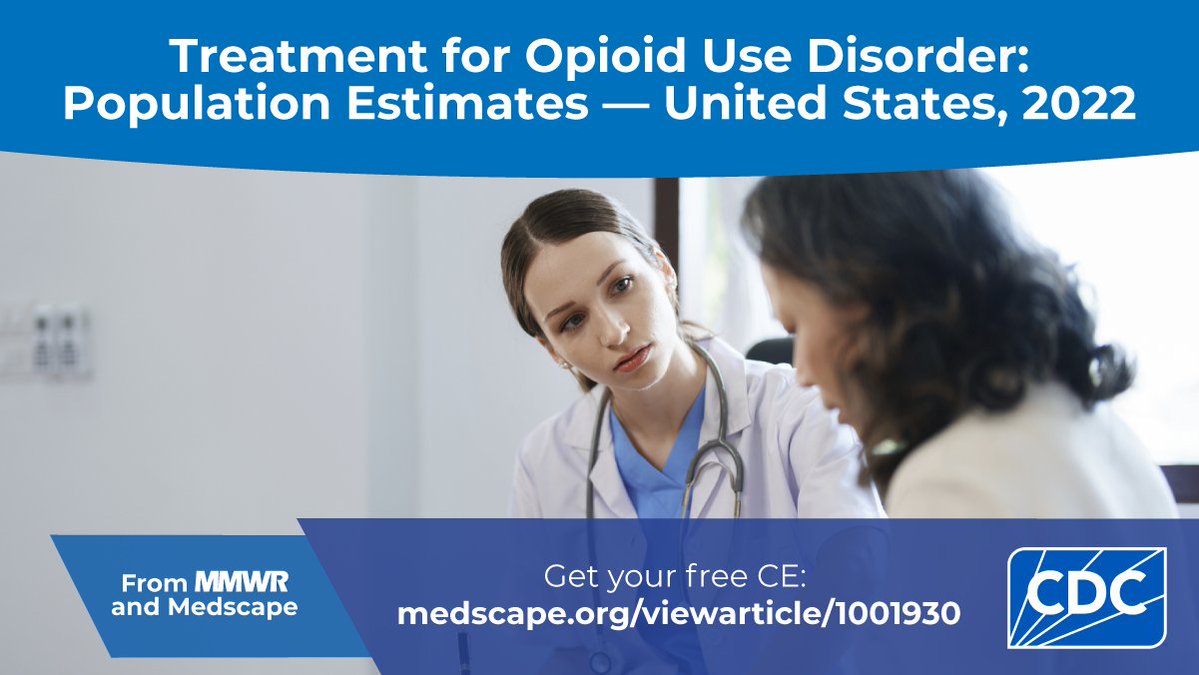CDCMMWR's tweet image. In 2022, among the 4% of U.S. adults who needed opioid use disorder (OUD) treatment, only 25% received recommended meds. A @Medscape CE highlights need for broader use of life saving meds for OUD, which substantially reduce overdose deaths. Earn free CE: medscape.org/viewarticle/10…