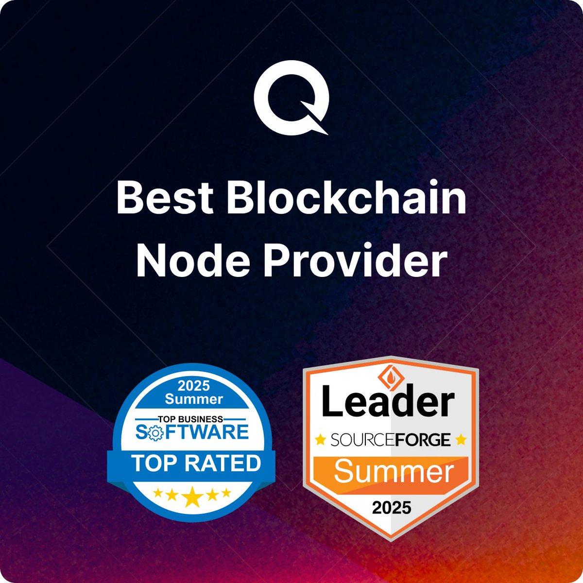 Quicknode's tweet photo. QuickNode just snagged another SourceForge badge

Top-tier reviews from the real ones building out here

Best-in-class infra. Builder-approved.

Thanks for rocking with us 🧡 https://t.co/s7bYdDmCb9