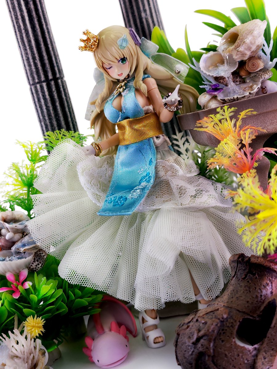 yukasaku7's tweet image. #いろしか夏の陣
あしゅめいど[@assumade]さんの”さいどあみあげちゃいな”に、兎堂[@ki_nu_sa]さんの”パニエスカート”を組み合わせたドレス風味のドゥルガーになります。