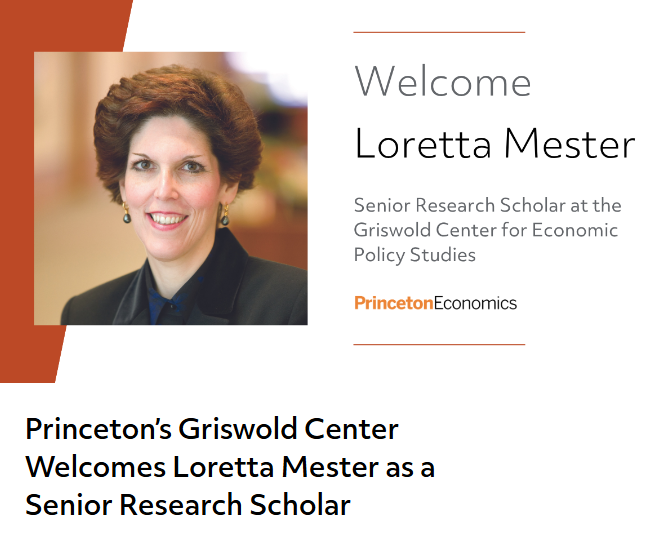 The Griswold Center for Economic Policy Studies (@princetongceps) on Twitter photo Excited for Loretta Mester, former president of <a href="/ClevelandFed/">Cleveland Fed</a> to join <a href="/PrincetonGCEPS/">The Griswold Center for Economic Policy Studies</a> as a senior research scholar. Her career expertise in central bank governance and monetary policy will strengthen and enrich collaborative research <a href="/PrincetonEcon/">Princeton Economics</a> tinyurl.com/4cw76jwy Excited for Loretta Mester, former president of <a href="/ClevelandFed/">Cleveland Fed</a> to join <a href="/PrincetonGCEPS/">The Griswold Center for Economic Policy Studies</a> as a senior research scholar. Her career expertise in central bank governance and monetary policy will strengthen and enrich collaborative research <a href="/PrincetonEcon/">Princeton Economics</a> tinyurl.com/4cw76jwy