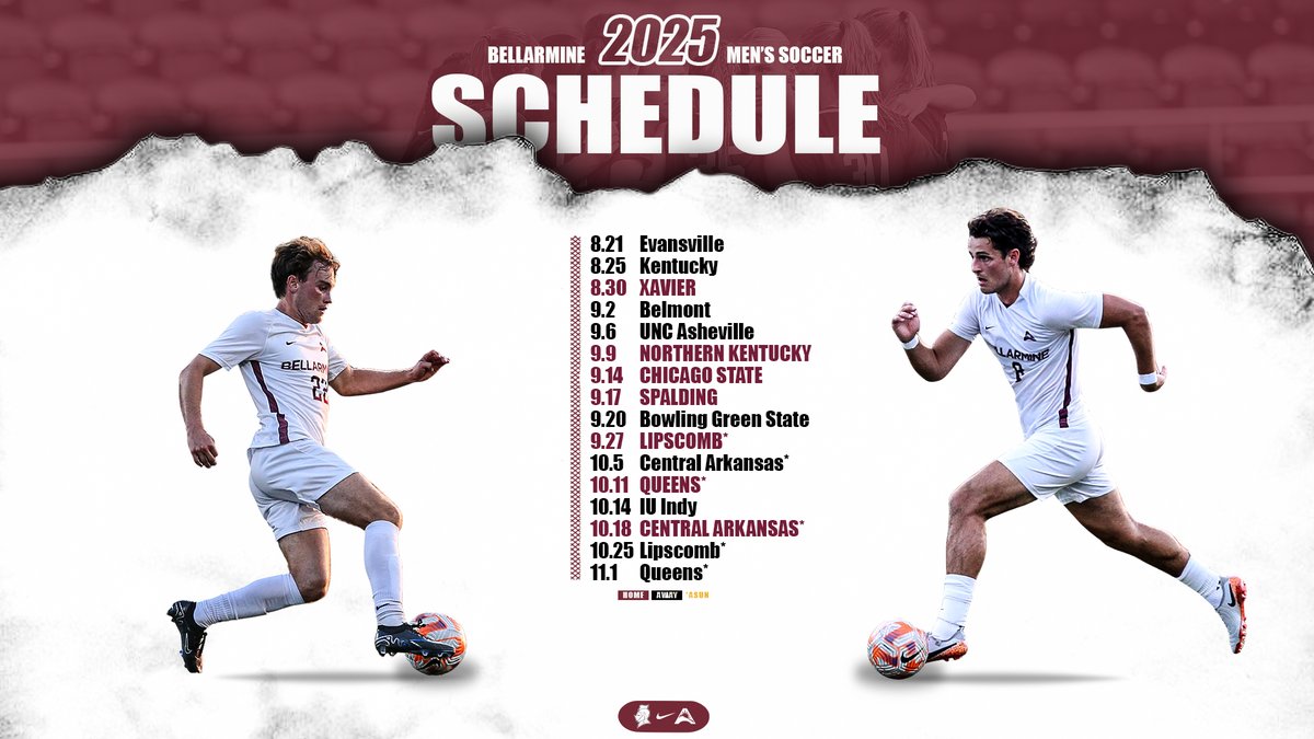 Right around the corner. Here's some reminders and tidbits about our 2⃣0⃣2⃣5⃣ schedule.

▪️ 1⃣6⃣ total games
▪️ 6⃣ <a href="/ASUNSports/">Atlantic Sun Conference</a> contests
▪️ 7⃣ home games
▪️ Aug. 21 season debut (at Evansville)

📰 athletics.bellarmine.edu/news/2025/7/21…