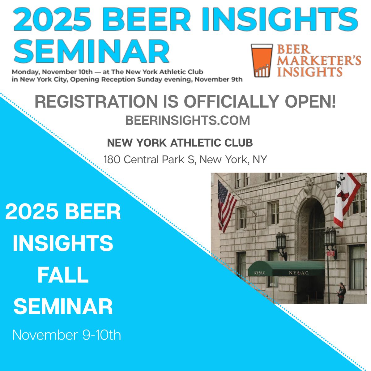 It's time: we're taking registrations for our Fall Seminar! The time to book your place is now, and you won't want to miss this chance to learn, network, and enjoy our annual deep dive into the beer industry. Register here today! beerinsights.com/order/product/…