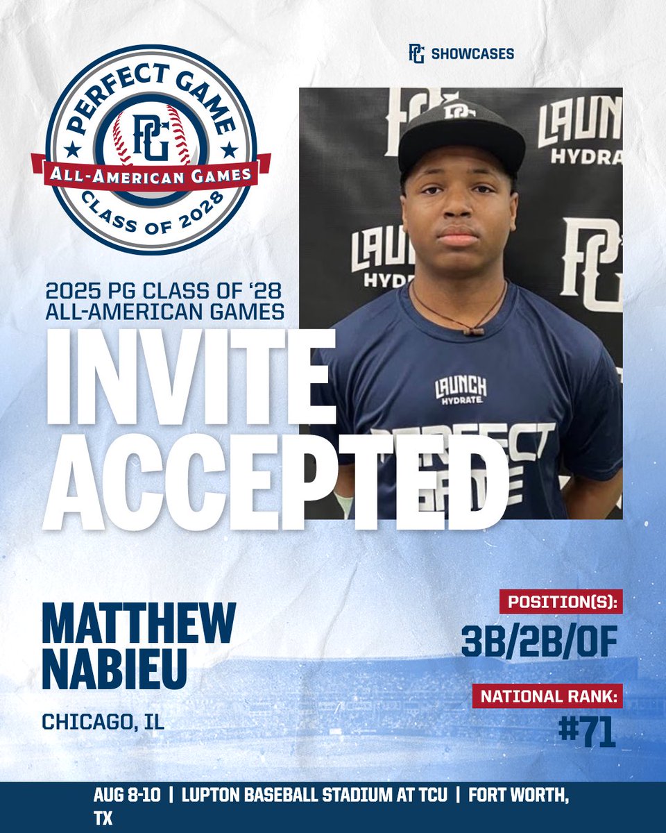 PGShowcases's tweet image. 🚨INVITE ACCEPTED🚨
Matthew Nabieu (IL) has accepted his invitation and will be heading to the 2025 PG Class of 2028 All-American Games! 🔥
@PG_Illinois @PerfectGameUSA