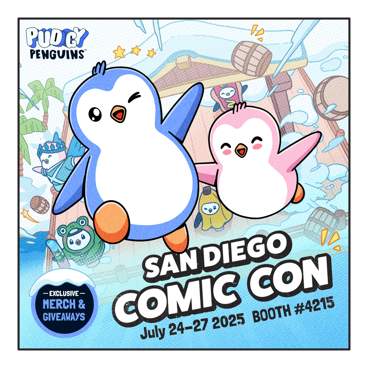 pudgypenguins's tweet image. Pengu is coming to San Diego Comic Con 2025!
We're thrilled to return to the USA's largest pop culture event for our third year and continue to represent all of crypto.
Make sure to stop by our booth for exclusive merch and giveaways 🐧