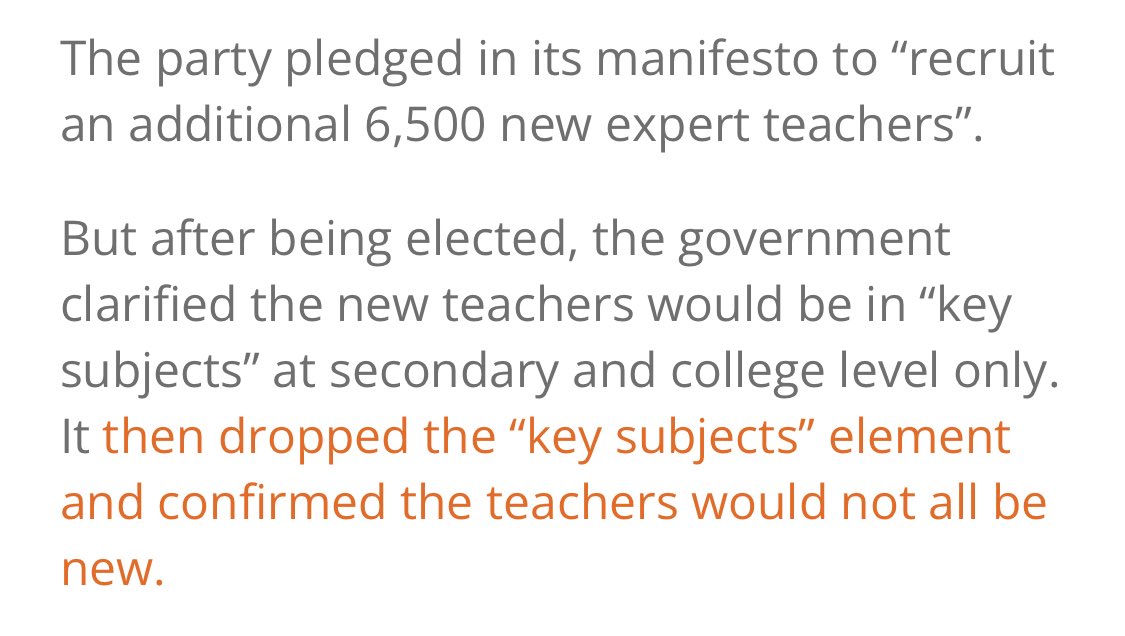 OllyMetcalfe's tweet image. The education media are still trying their utmost to protect @UKLabour.
Apparently, pledging "6500 new expert teachers" in a manifesto and then entirely abandoning it inside a year is 'clarifying' the pledge.
The only thing Labour 'clarified' is that they LIED.