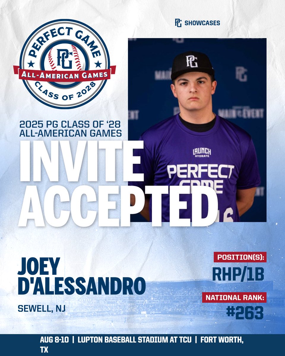 PGShowcases's tweet image. 🚨INVITE ACCEPTED🚨
Joey D’Alessandro (NJ) has accepted his invitation and will be heading to the 2025 PG Class of 2028 All-American Games! 🔥
@PGMidAtlantic @PerfectGameUSA