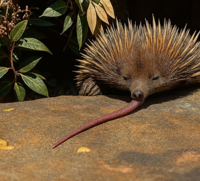 SB66M's tweet image. This little echidna resting his tongue in the sun after a long day at work :