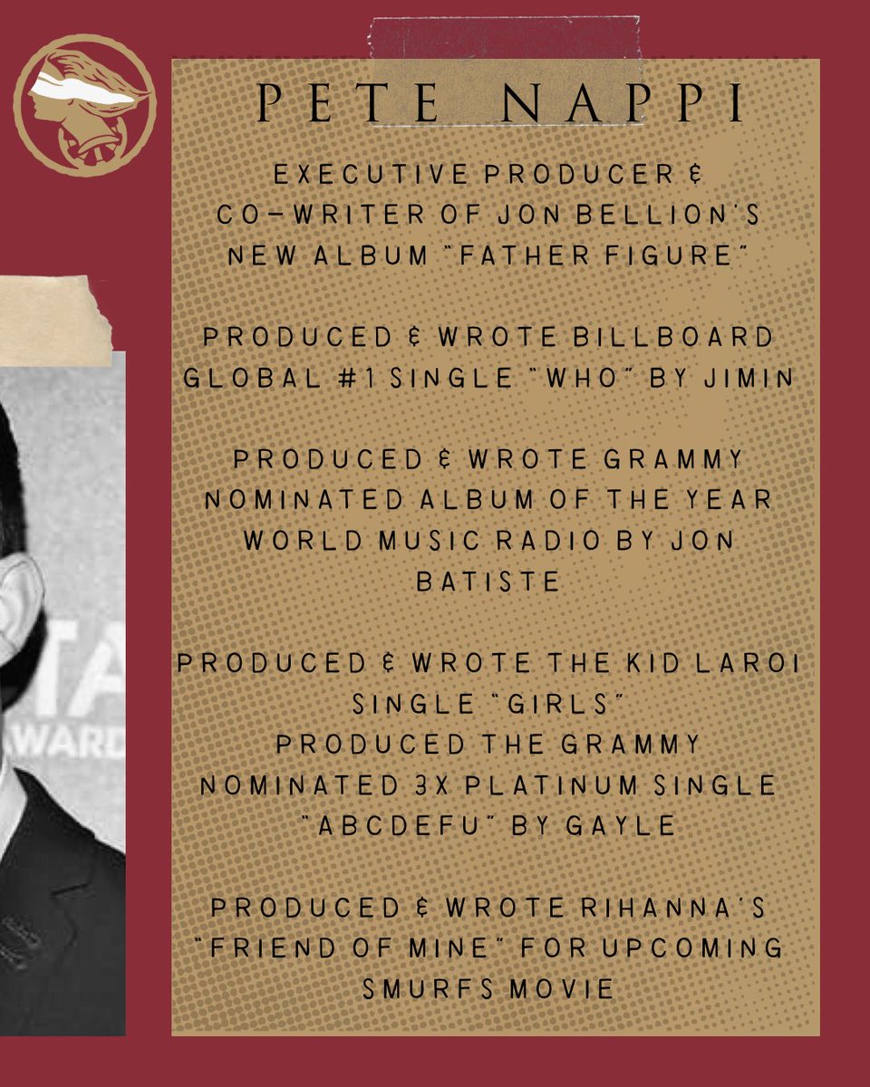 BMindProjects's tweet image. Excited to welcome LA producer @PeteNappi to the Beautiful Mind Projects family.
EP & co-writer of Jon Bellion’s Father Figure, Jimin’s #1 “Who,” and hits for Rihanna, The Kid Laroi, Jon Batiste & more. Big things ahead.