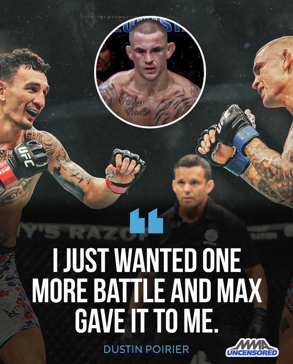 MMAUNCENSORED1's tweet image. 🗣️ Dustin Poirier thanks Max Holloway #UFC318 ✊
“I just wanted one more battle and he gave it to me.” 🗡️
Via @MikeBohn #UFC