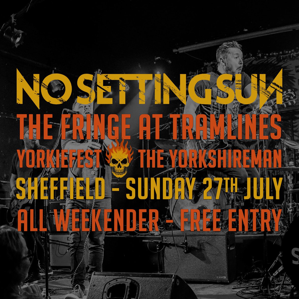 No Setting Sun (@nosettingsun) on Twitter photo THIS WEEKEND IT'S TRAMLINES FRINGE ⚡️
You can catch us on SUNDAY at 4.20pm at the Yorkshireman, Sheffield for Yorkiefest all weekender! 🔥🤘
<a href="/tramlines/">Tramlines Festival</a> #tramlines #Sheffield #rockmusic #livemusic #festival THIS WEEKEND IT'S TRAMLINES FRINGE ⚡️
You can catch us on SUNDAY at 4.20pm at the Yorkshireman, Sheffield for Yorkiefest all weekender! 🔥🤘
<a href="/tramlines/">Tramlines Festival</a> #tramlines #Sheffield #rockmusic #livemusic #festival