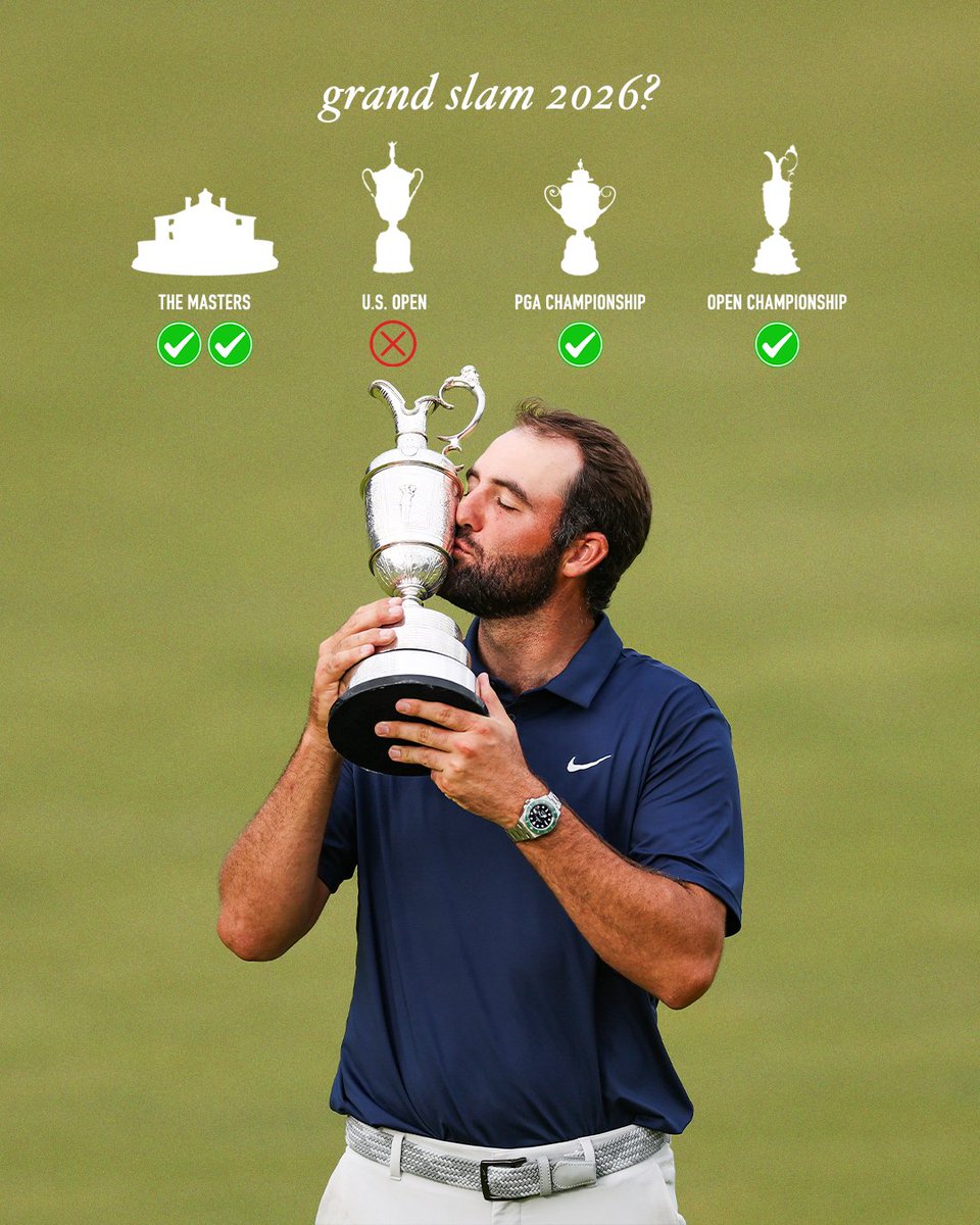 GOLF_com's tweet image. 332 days until Scottie Scheffler's first chance at the career grand slam.
Will he get it on the first try?