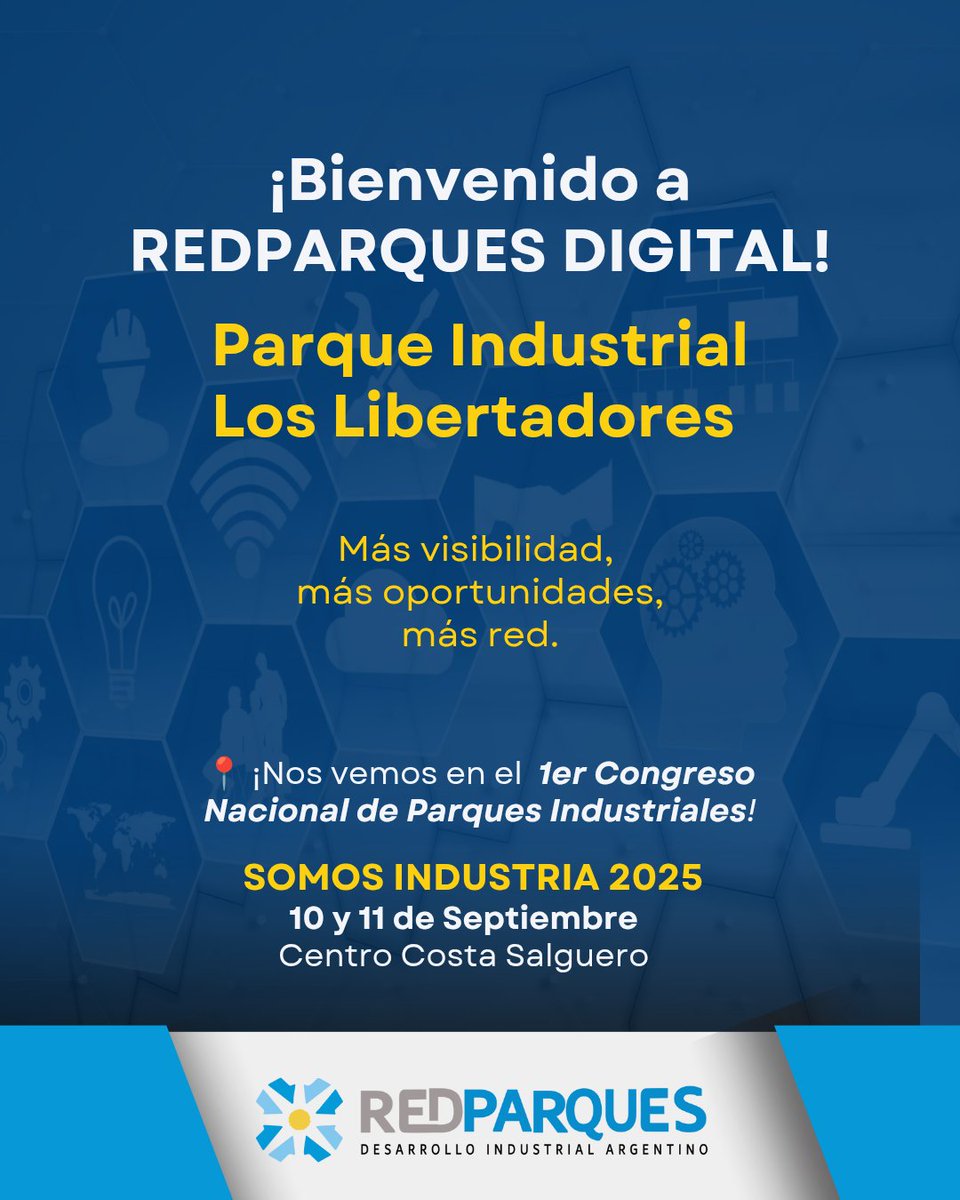 📣 ¡Bienvenido <a href="/pi/">Pi</a>.loslibertadores a Redparques Digital!

Celebramos la incorporación de un nuevo nodo a esta gran red colaborativa que une a los parques industriales del país.
📅 SOMOS INDUSTRIA 2025 – 1° Congreso Nacional de Parques Industriales

\#RedparquesDigital