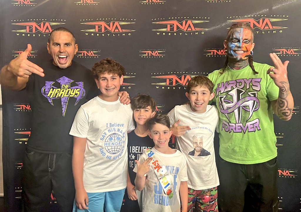 TheWWKid's tweet image. My cousin went from being in tears when @joehendry lost to elation meeting him later on for his birthday. Thanks @ThisIsTNA for a great show and for having even greater talents. ❤️👨👦🤘🏼 @MATTHARDYBRAND @JEFFHARDYBRAND #TNASlammaversary #TNAReacts