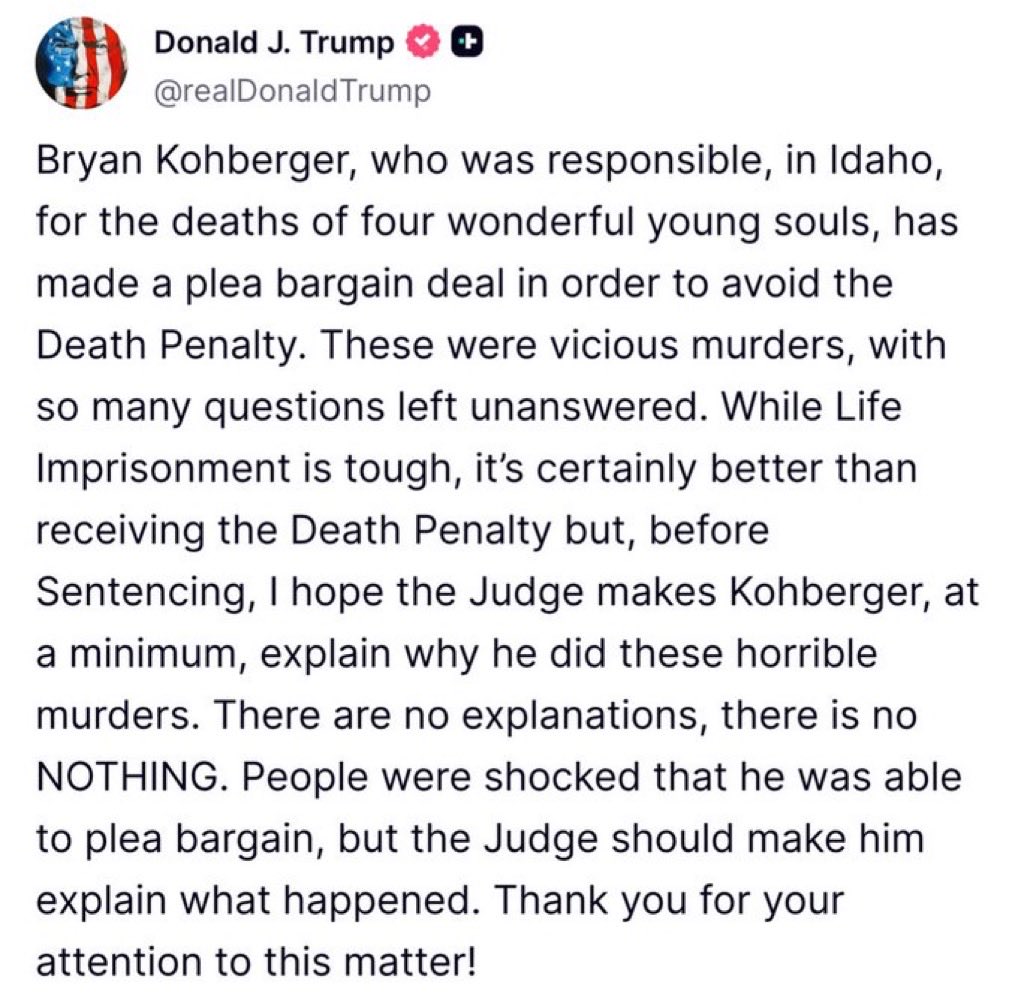 HeidiSnow381's tweet image. When your most favorite President chimes in on one of your most favorite topics — True Crime. 👇