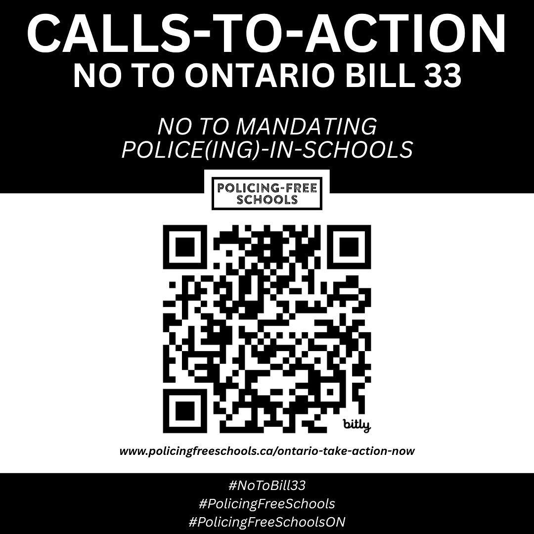 PolicingFreeSch's tweet image. ⚠️REPOST WIDELY⚠️
🚨CALLS-TO-ACTION🚨
📣FUND OUR SCHOOLS📣
📣NOT POLICING-IN-SCHOOLS📣
➡️LINK: policingfreeschools.ca/ontario-take-a…
#NoToBill33
#PolicingFreeSchoolsON
#PolicingFreeSchools
#PoliceFreeSchools
#FundOurSchools
#ONPoli
#ONTEd
#ONLab