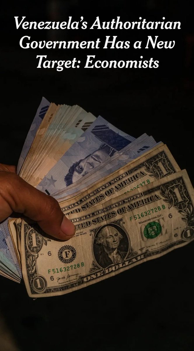 malaraotaola's tweet image. Mientras tanto en Venezuela 🇻🇪
Ser Economista 🔢📊 tampoco es seguro 👇
Cuando los datos duros de la realidad (inflación, desempleo, inversión, tipo de cambio) no le convienen al régimen...
Te desaparecen
Así son los regímenes autoritarios:
shorturl.at/Hu3Xd