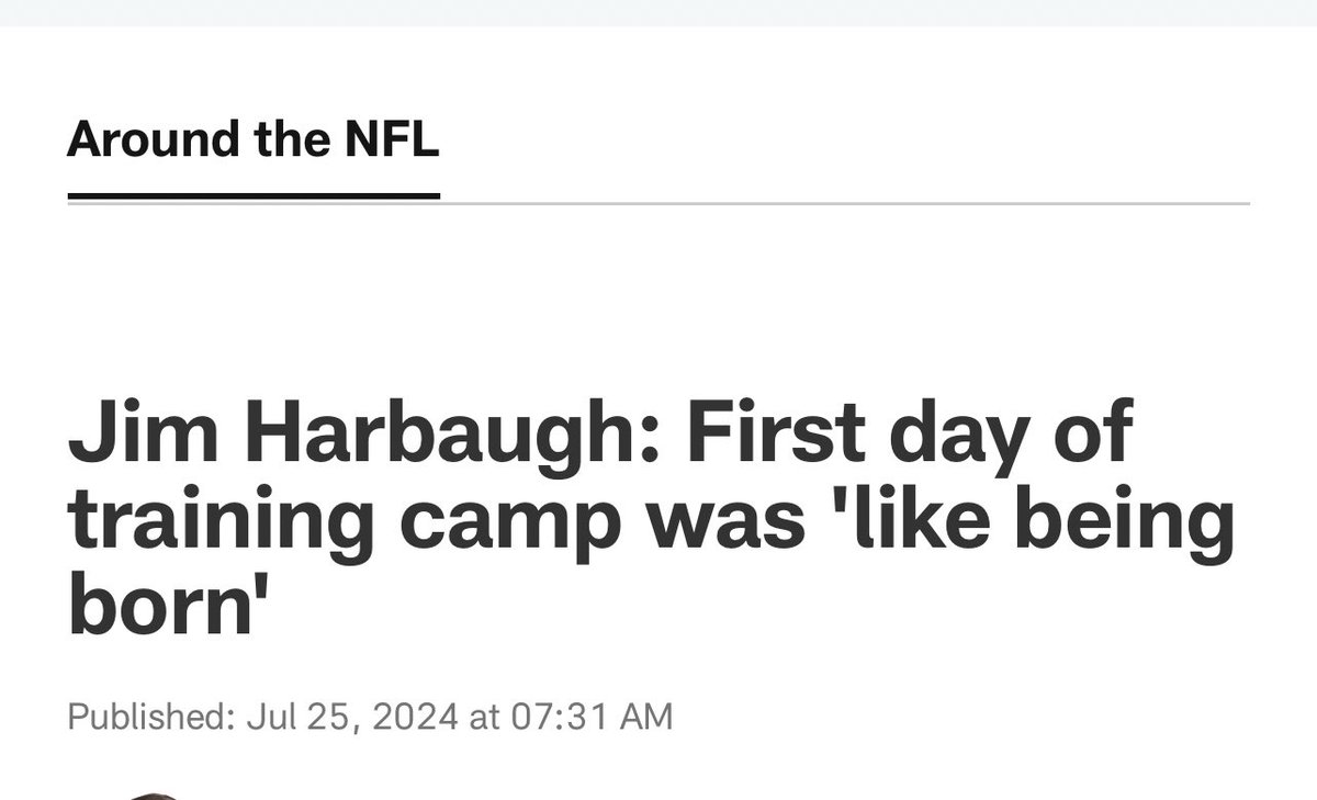 PFTCommenter's tweet image. Jim Harbaugh simulating his own birth on day 1 of training camp