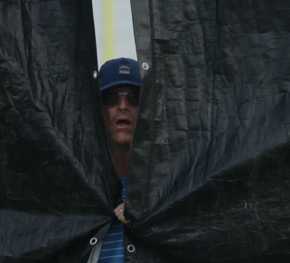 PFTCommenter's tweet image. Jim Harbaugh simulating his own birth on day 1 of training camp