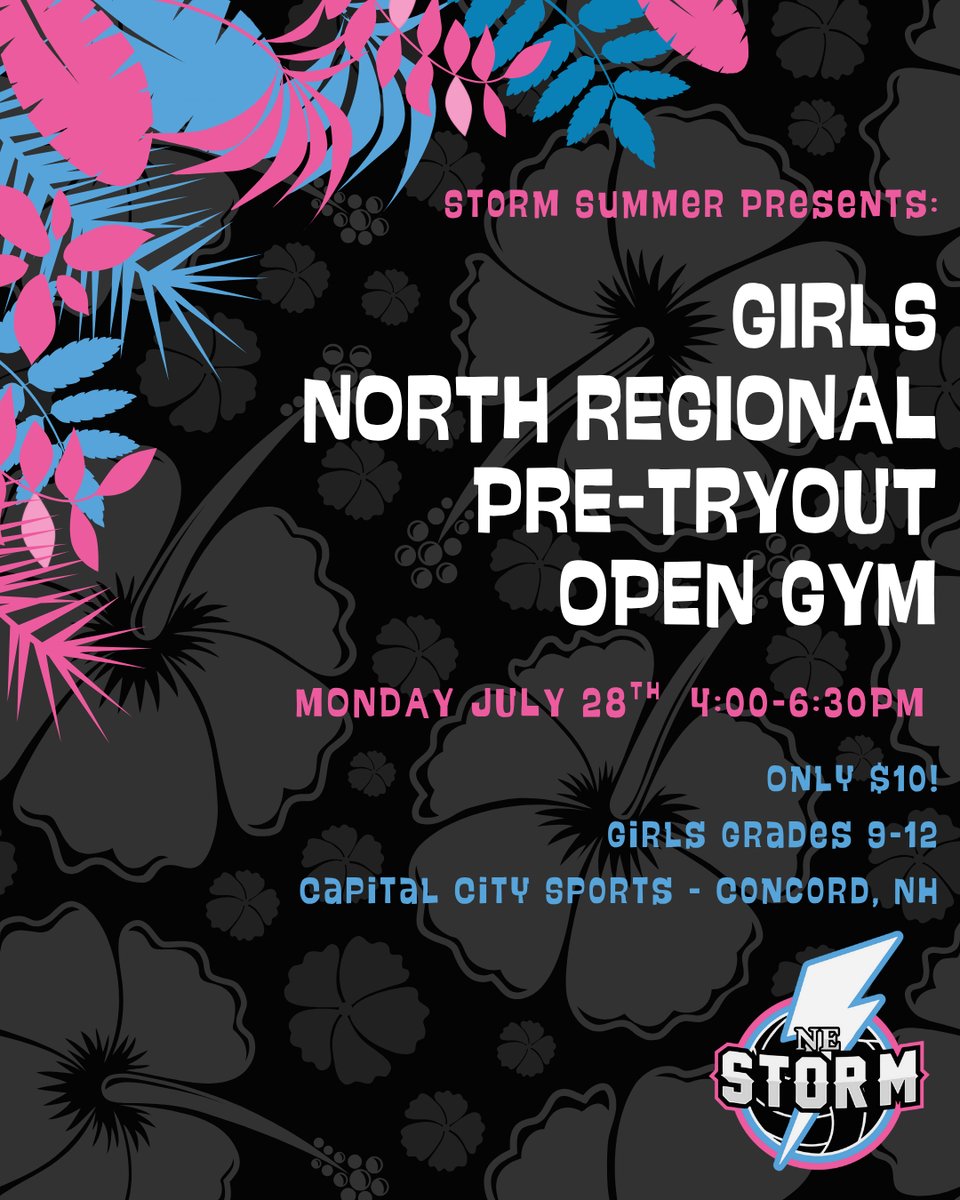 Paul Doherty (@paulren6902) on Twitter photo Due to the overwhelming success of this past Saturday, NE Storm Volleyball is excited to announce another one-day camp!
π
Monday, July 18th
π 4:00 PM β 6:30 PM
π Capital City Sports, Concord, NH
π° Only $10!
Register now at nestormvolleyball.com! <a href="/NEStormBball/">New England Storm</a> Due to the overwhelming success of this past Saturday, NE Storm Volleyball is excited to announce another one-day camp!
π
Monday, July 18th
π 4:00 PM β 6:30 PM
π Capital City Sports, Concord, NH
π° Only $10!
Register now at nestormvolleyball.com! <a href="/NEStormBball/">New England Storm</a>