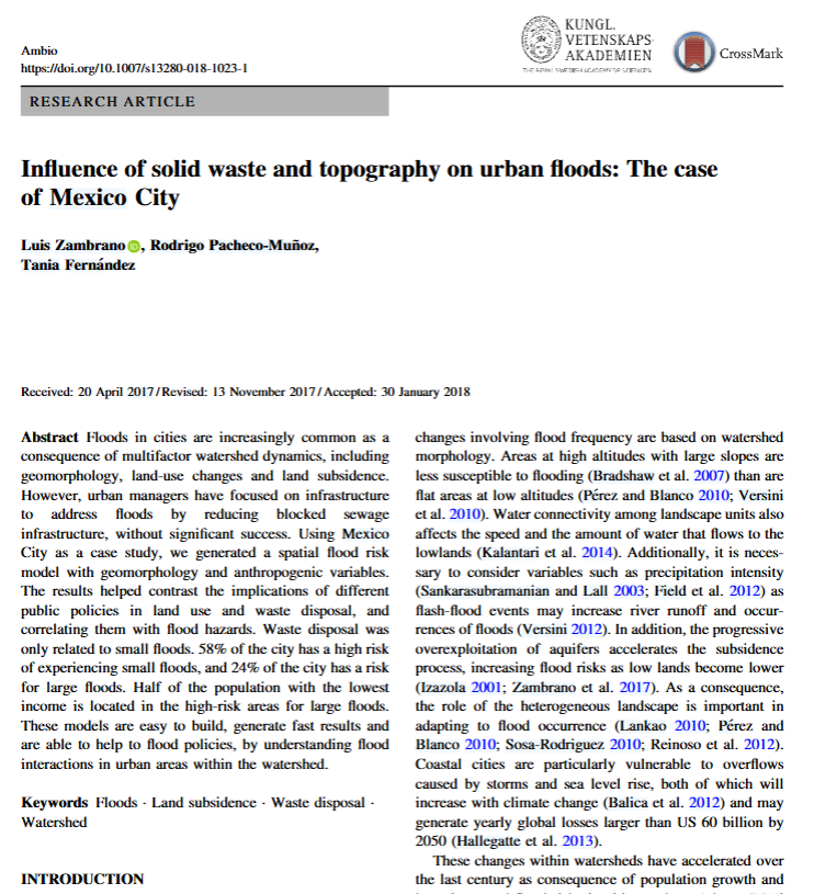 Jnlomeli's tweet photo. 5. 📚 El resultado fue el estudio “Influencia de los residuos sólidos y la topografía en las inundaciones urbanas: El caso de la Ciudad de México” (2017).

⚙️ La relación basura-inundaciones es problemática en dos planos: técnico y político.

https://t.co/lFobXaexaB https://t.co/DeFX763WxH