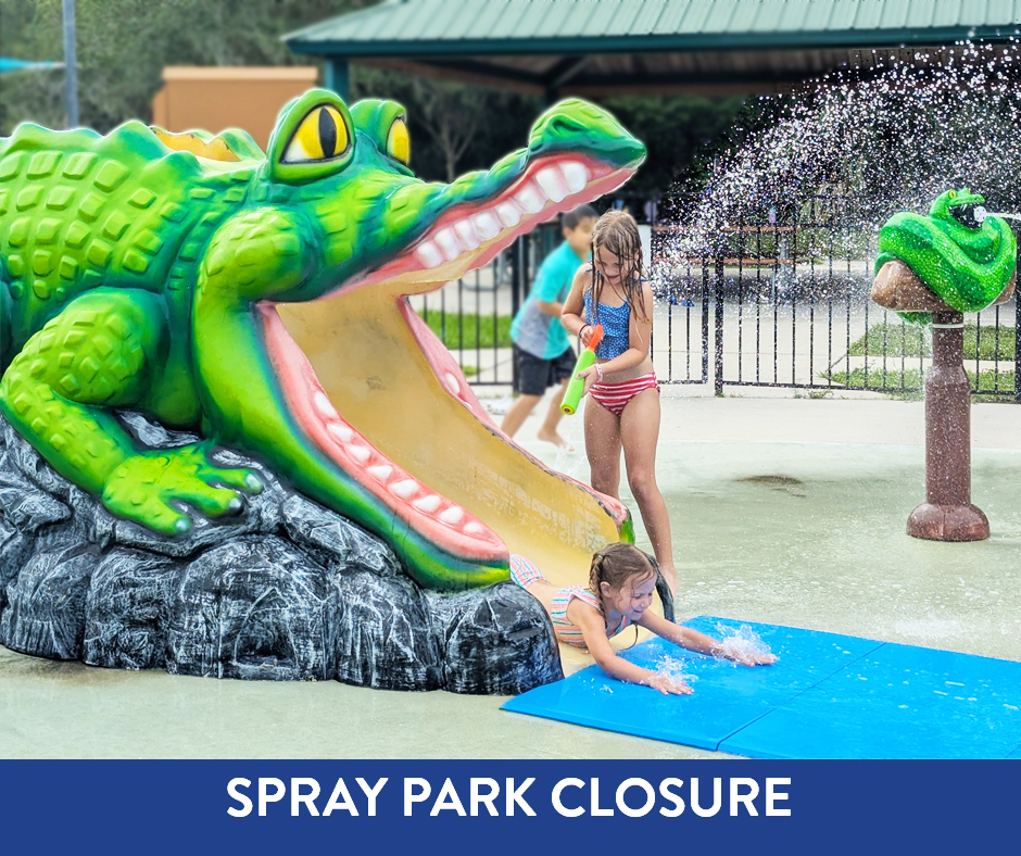 Oldsmar's tweet image. SPRAY PARK CLOSURE
The Cypress Forest Spray Park will be closed tomorrow (Tuesday, July 22) from 9a-12:15p for summer camp activities. Normal operating hours will resume after this time.
